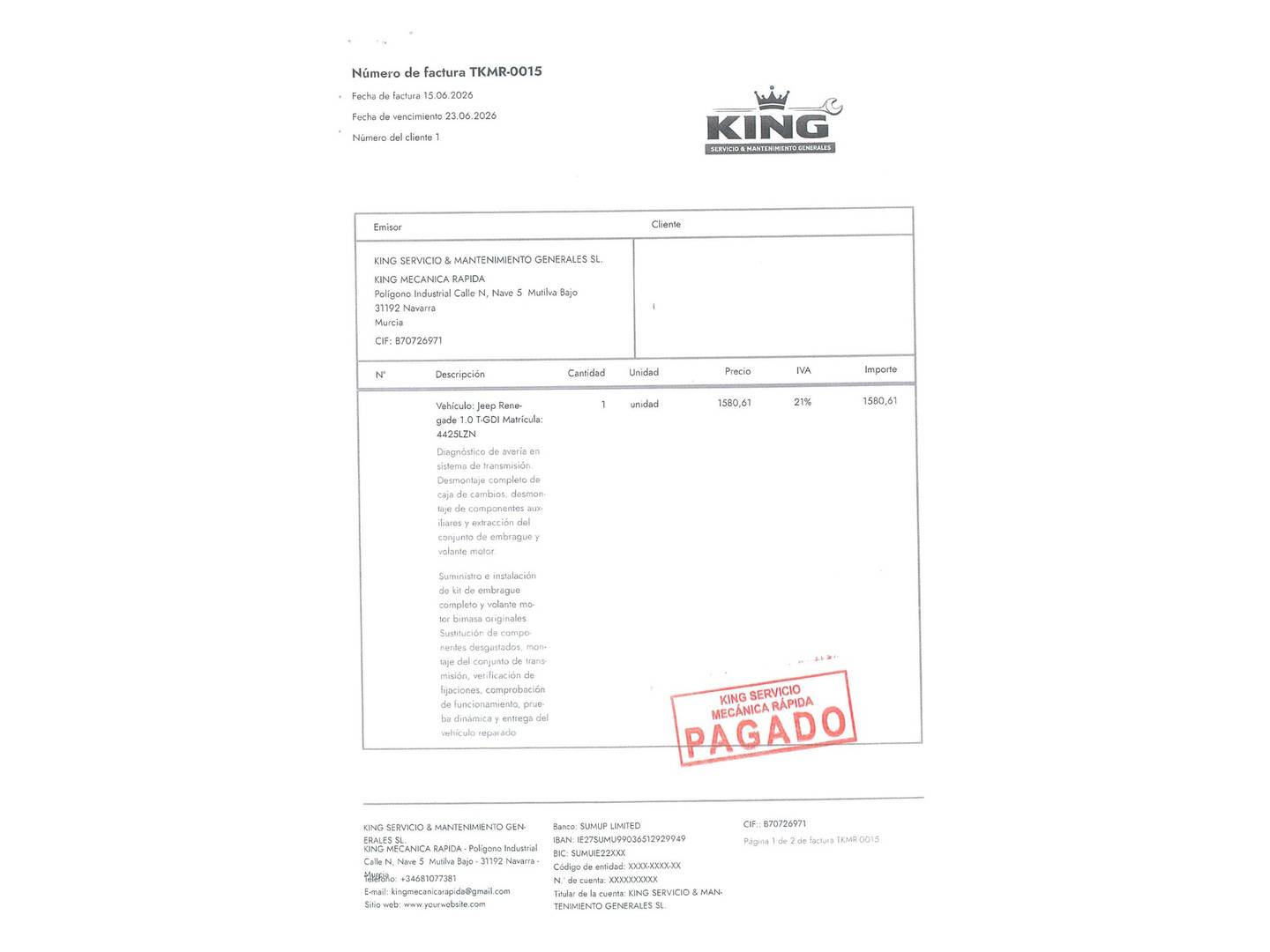 Foto del mantenimiento del Jeep Renegade Jeep Renegade 1.0G Night Eagle II 4x2 (120 CV)