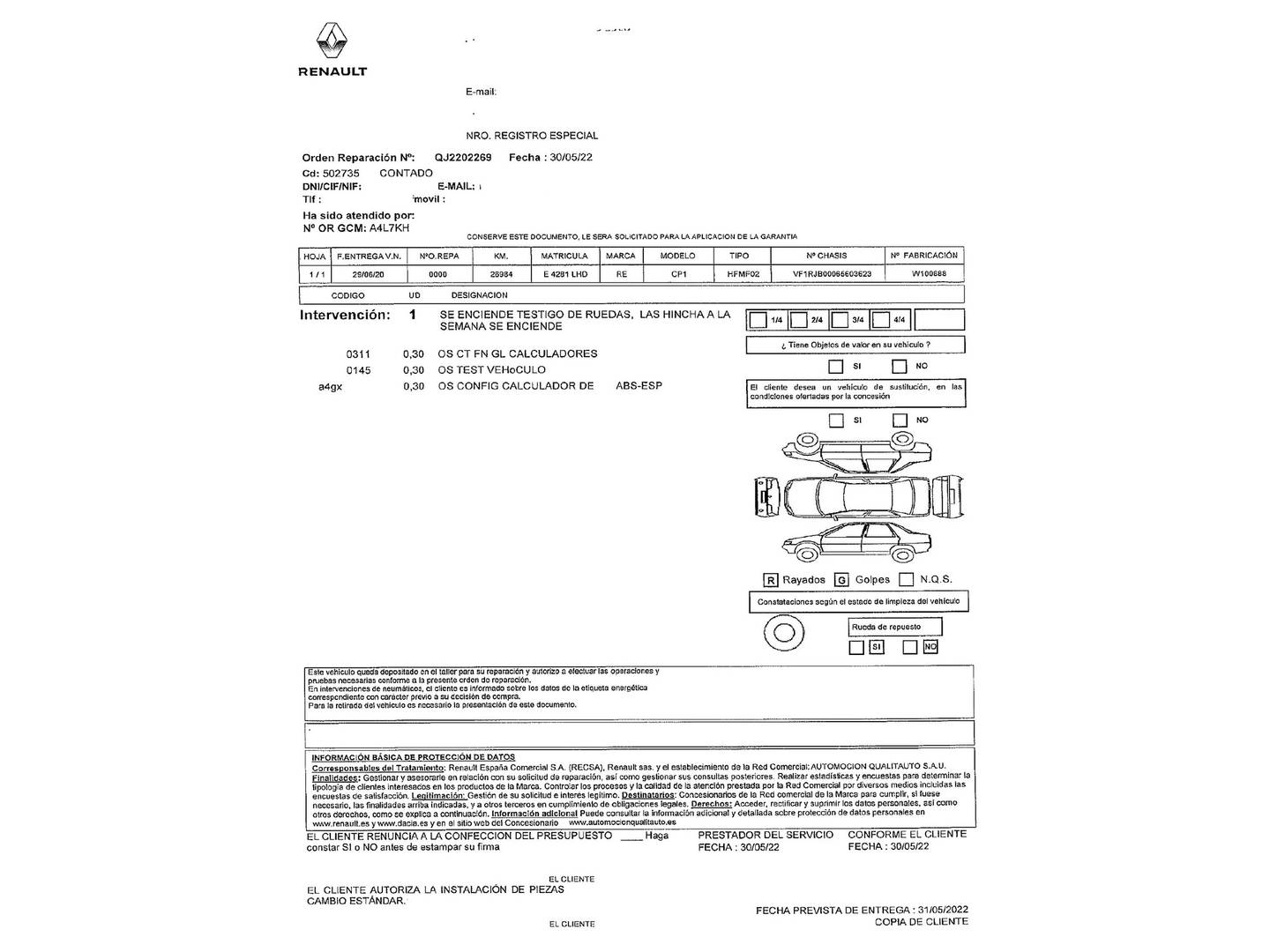 Foto del mantenimiento del Renault Captur Renault Captur Zen TCe (130 CV) EDC GPF