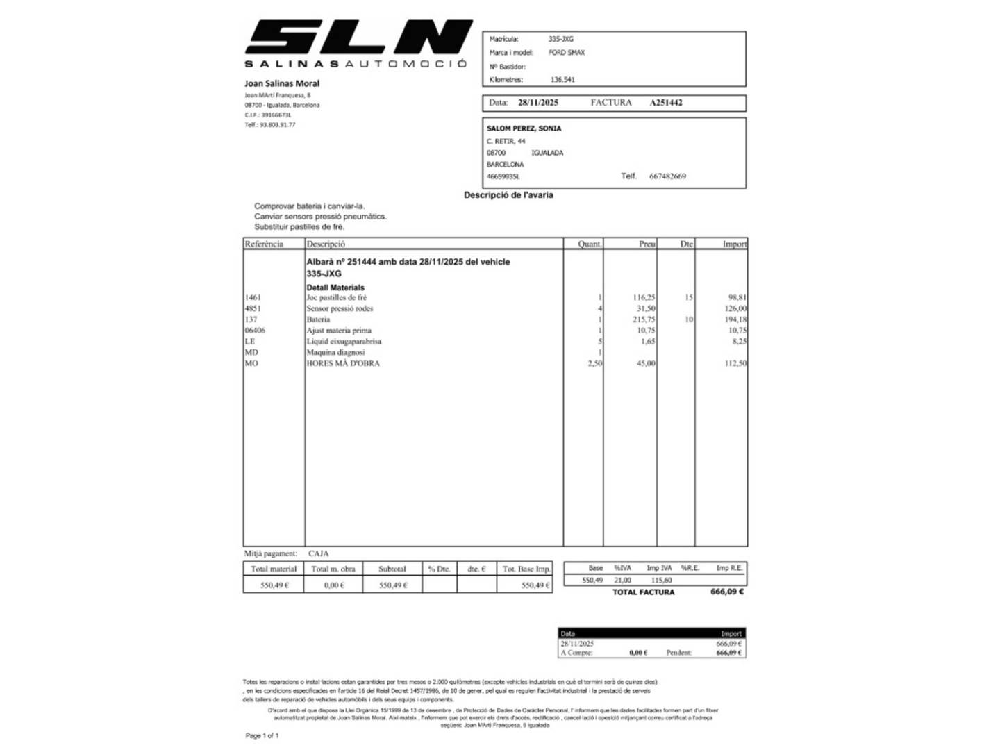 Foto del mantenimiento del Ford S-MAX Ford S-Max 2.0 TDCI Titanium 7 Plazas (150 CV)