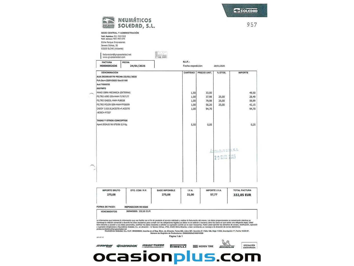 Foto del mantenimiento del Volkswagen Caddy Volkswagen Caddy 2.0 TDI (102 CV)