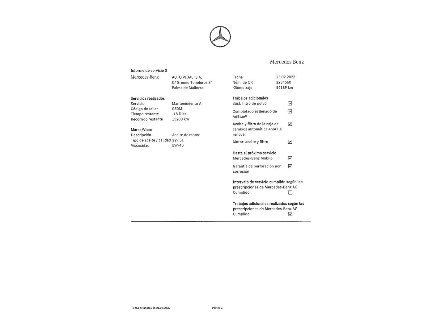 Foto del mantenimiento del Mercedes Clase C Mercedes Clase C 180 (156 CV)