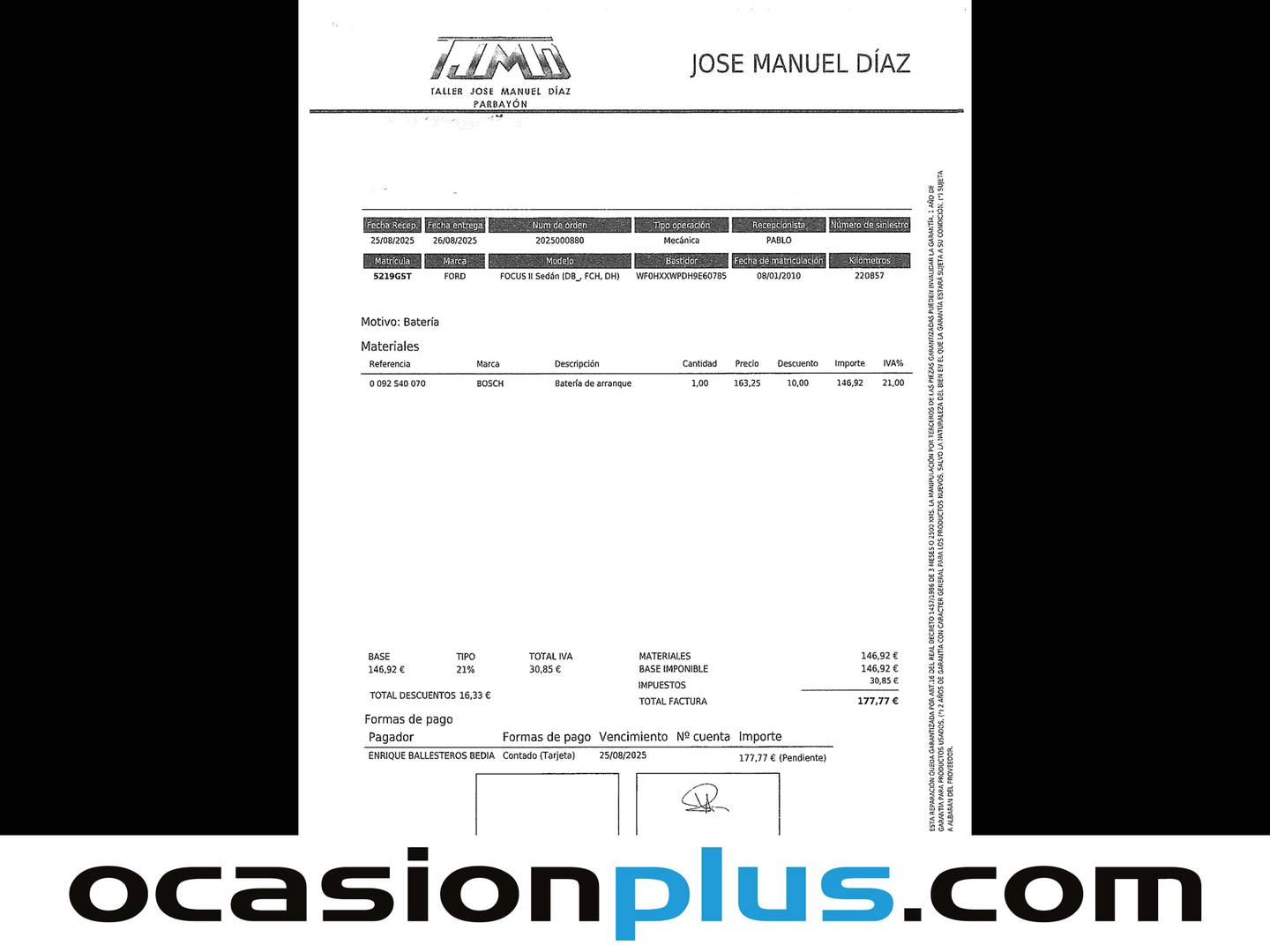 Foto del mantenimiento del Ford Focus Ford Focus 1.6 TDCI Trend (90 CV)