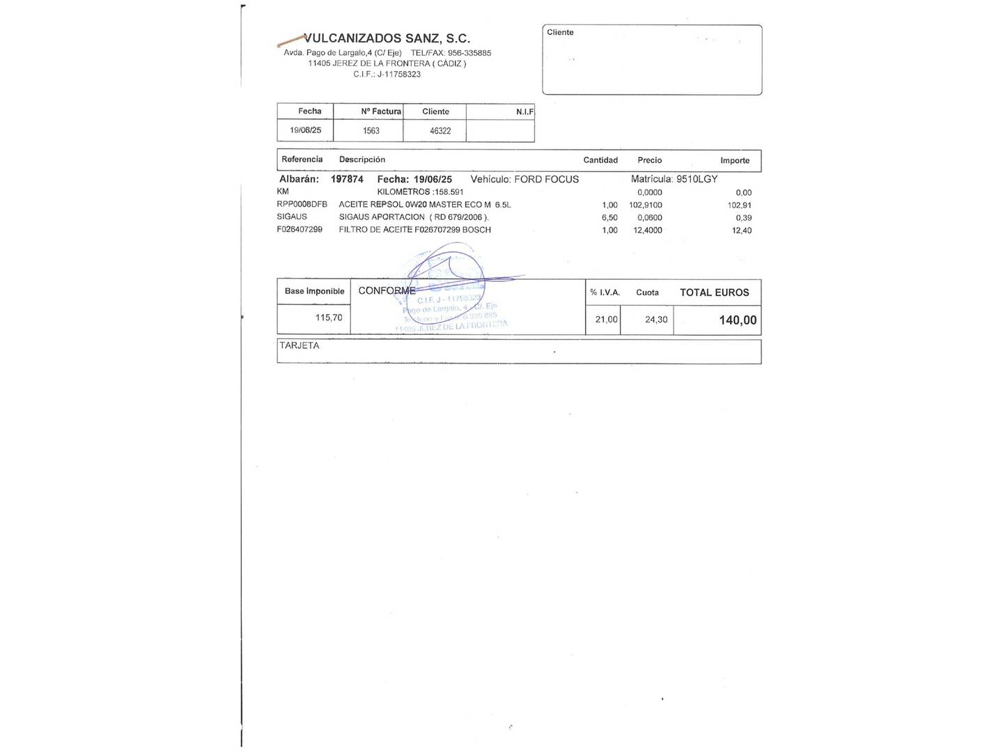 Foto del mantenimiento del Ford Focus Ford Focus SportBreak 1.5 Ecoblue Titanium (120 CV)