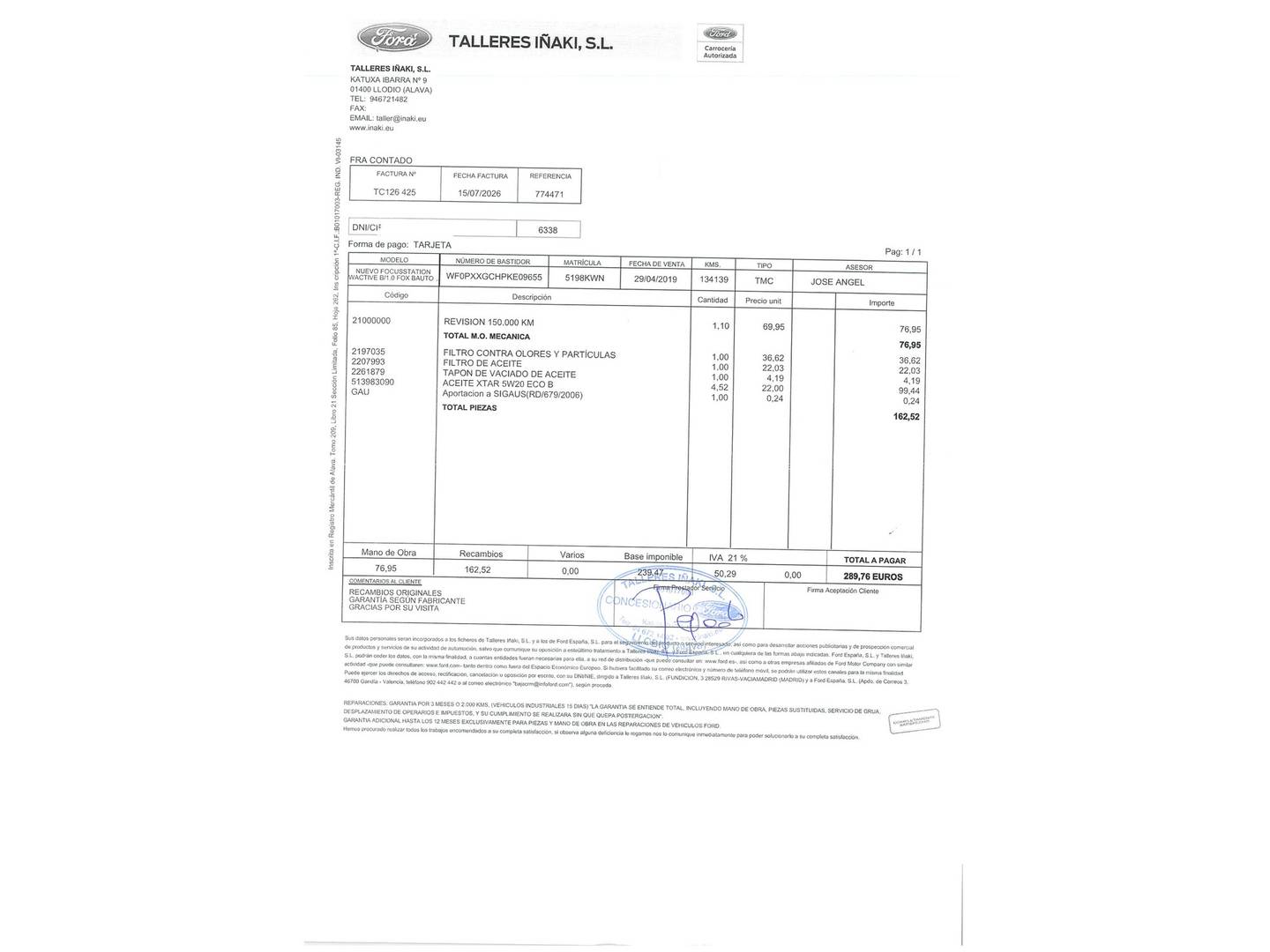 Foto del mantenimiento del Ford Focus Ford Focus SportBreak 1.0 Ecoboost Active Auto (125 CV)