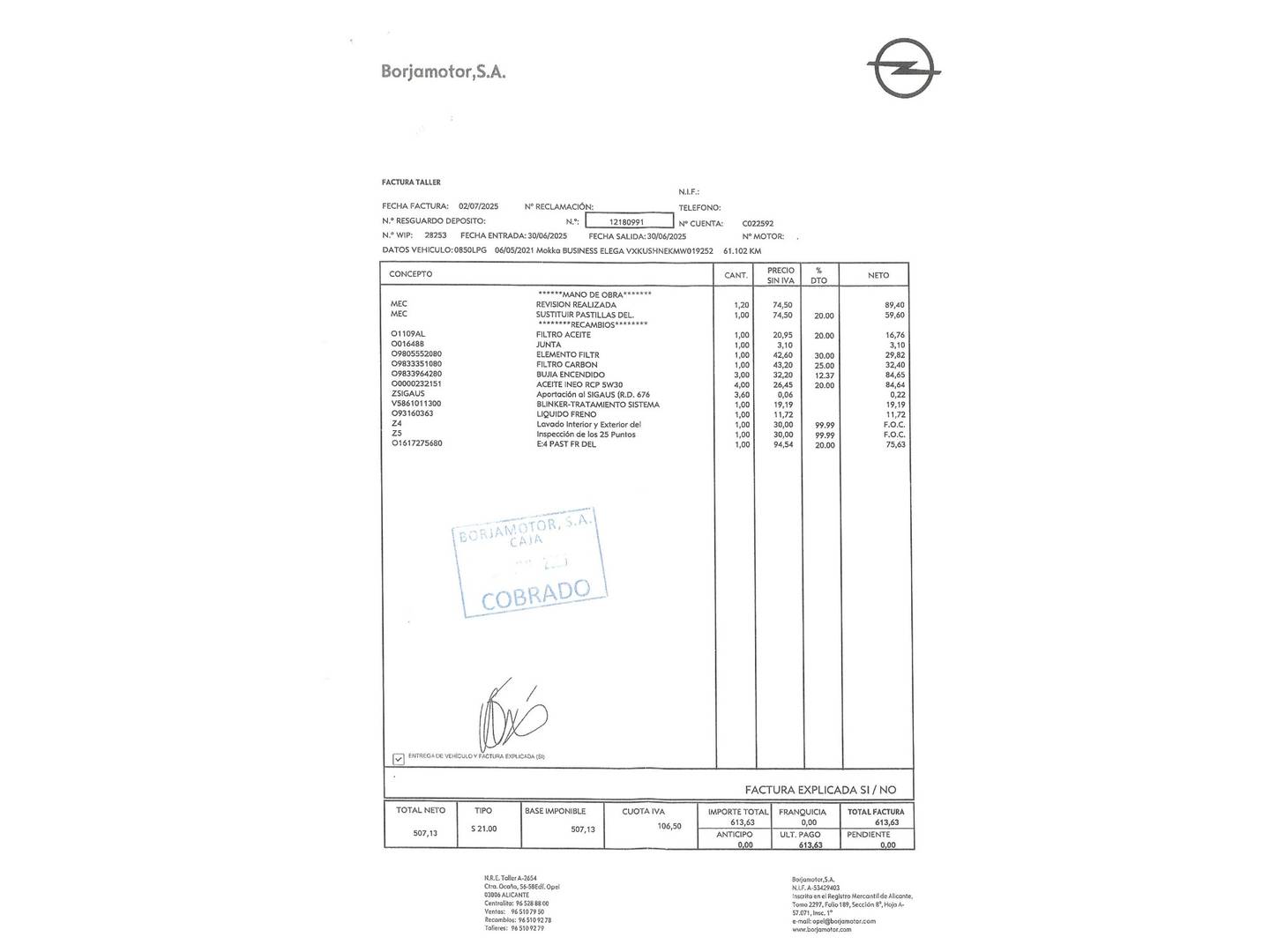 Foto del mantenimiento del Opel Mokka Opel Mokka 1.2 T Business Elegance (100 CV)