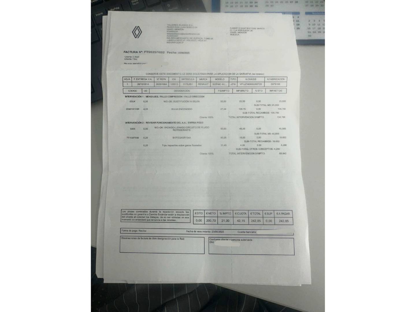 Foto del mantenimiento del Renault Scénic Renault Scenic 1.2 TCe Energy Bose (132 CV)