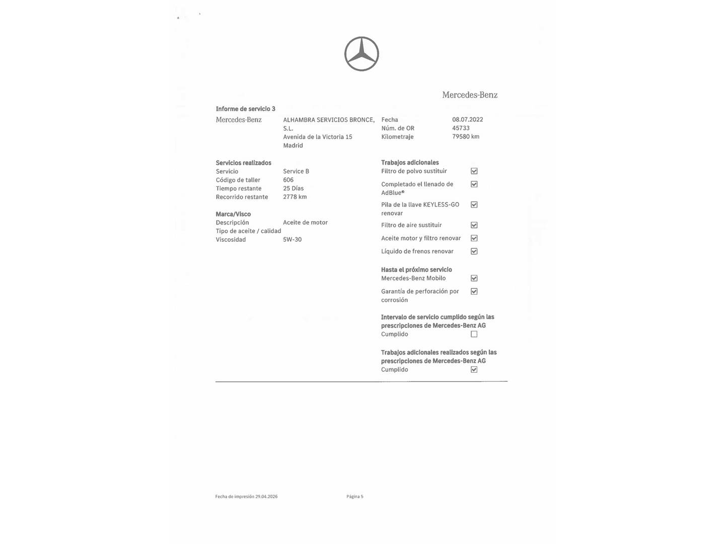Foto del mantenimiento del Mercedes CLS Mercedes Clase CLS CLS 350 d 4Matic (286 CV) Pack AMG