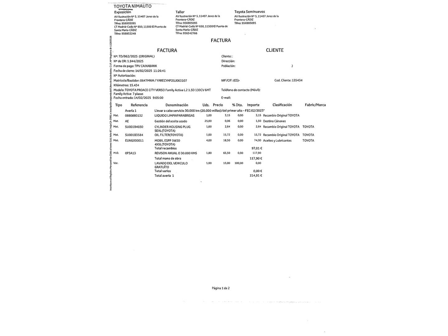 Foto Toyota Proace City Verso Toyota Proace City Verso 1.5D Family Active L2 Auto  (131 CV)