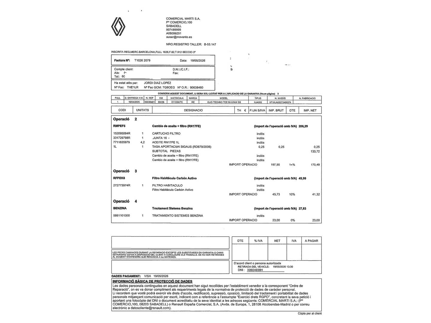Foto del certificado del Renault Clio Renault Clio Techno TCe (90 CV)