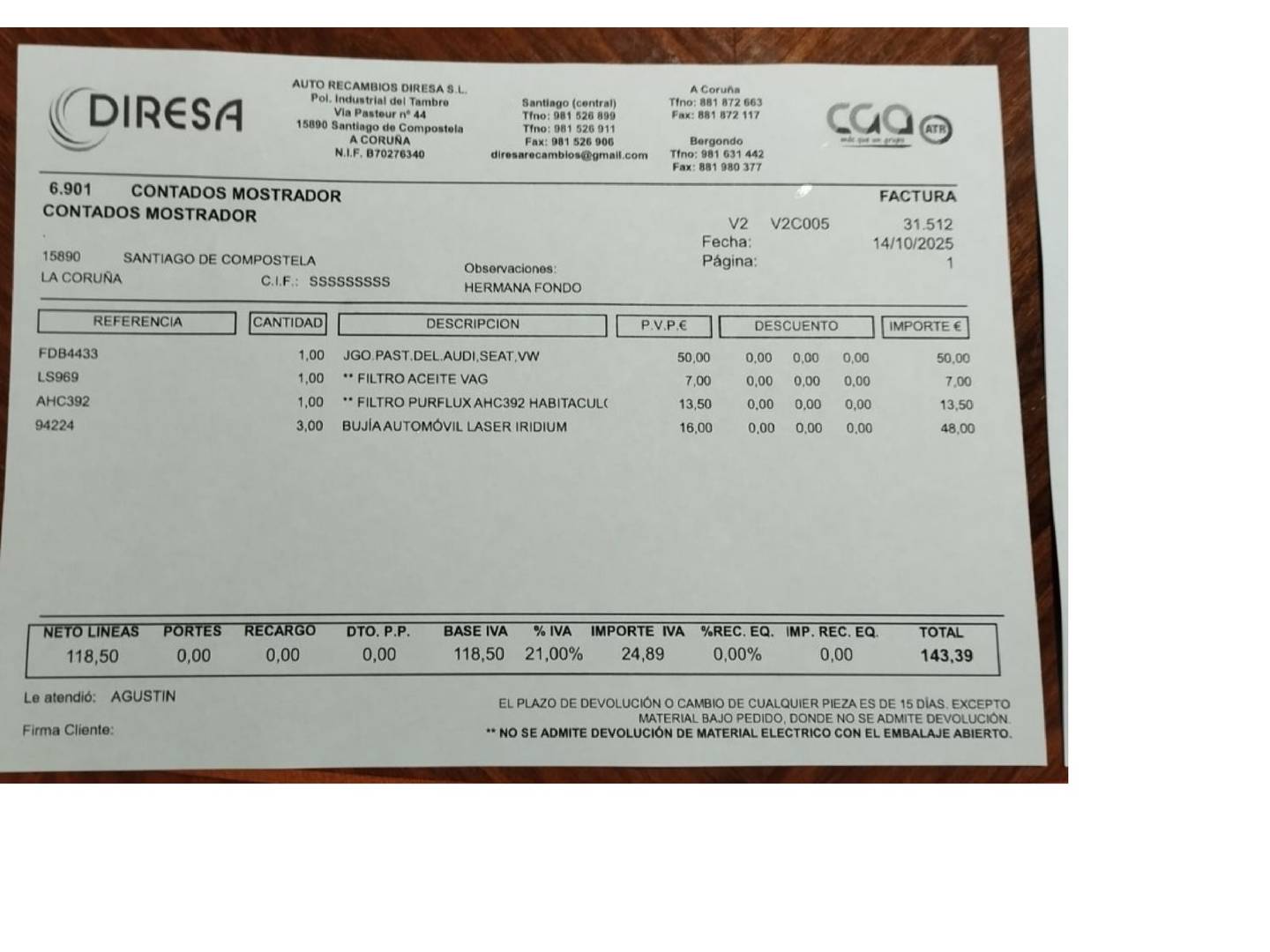 Foto del mantenimiento del Seat Ateca SEAT Ateca 1.0 TSI S&S Ecomotive Reference (115 CV)