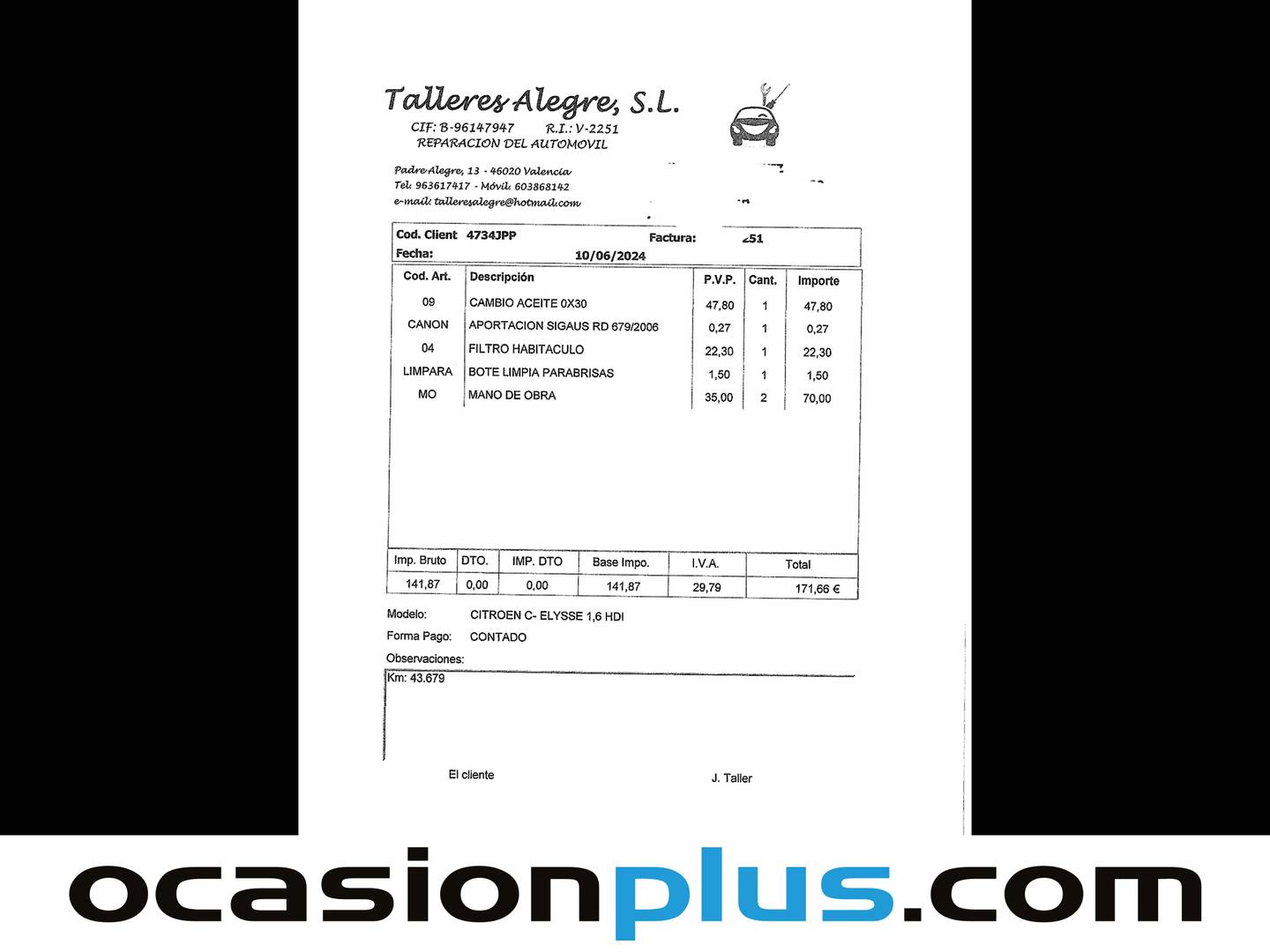 Foto del mantenimiento del Citroën C-Elysee Citroën C-Elysee BlueHDi 100 Exclusive 74 kW (100 CV)