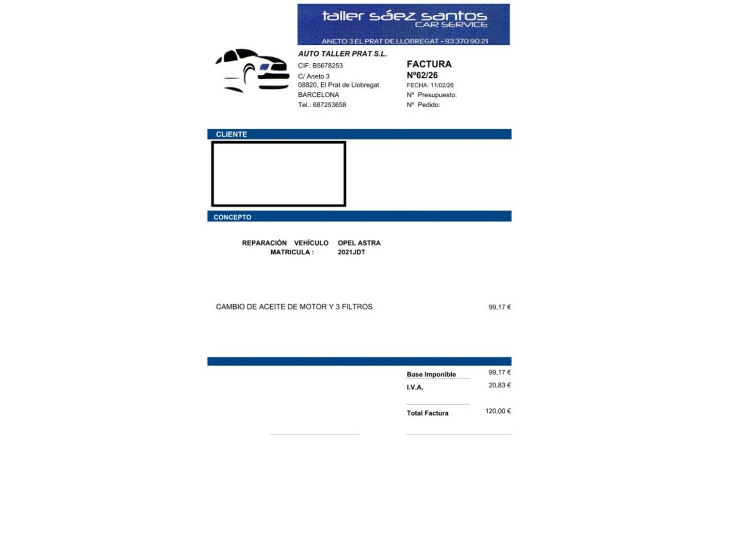 Foto del mantenimiento del Opel Astra Opel Astra 1.4 Turbo GLP Sedan Business (140 CV)