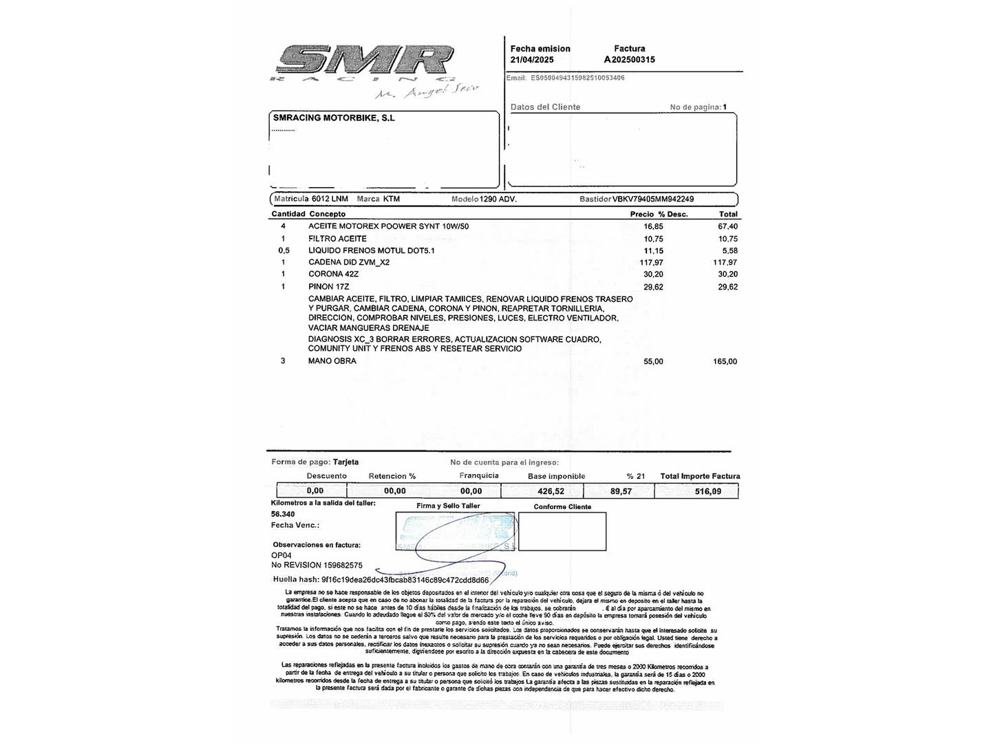 Foto del mantenimiento del KTM Super Adventure S KTM Super Adventure S (160 CV)