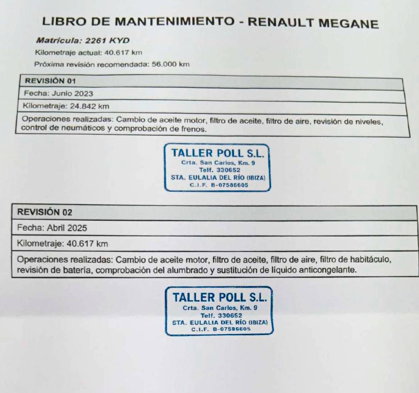 Foto del mantenimiento del Renault Mégane Renault Megane Sport Tourer Limited TCe (140 CV) GPF