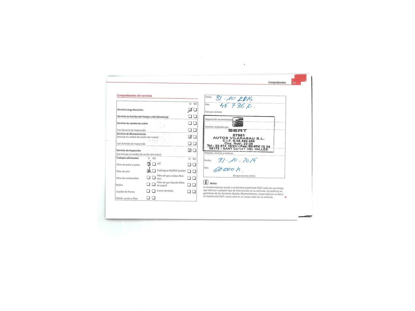 Foto del mantenimiento del Seat Altea XL Seat Altea XL 1.4 TSI Style (125 CV)