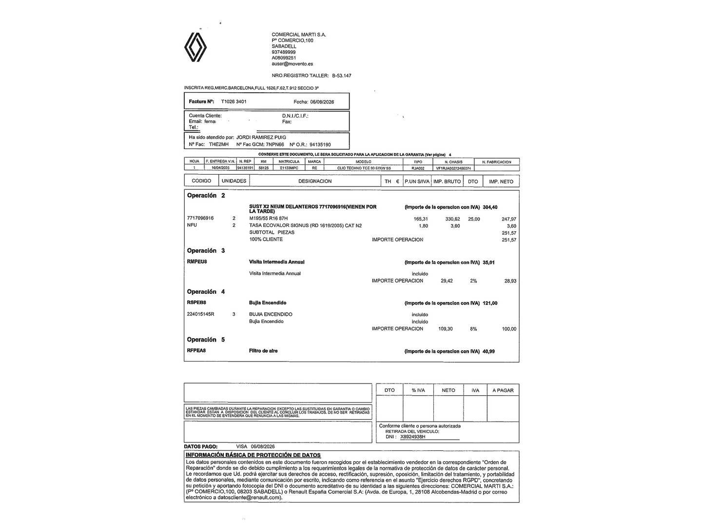 Foto del mantenimiento del Renault Clio Renault Clio Techno TCe (90 CV)