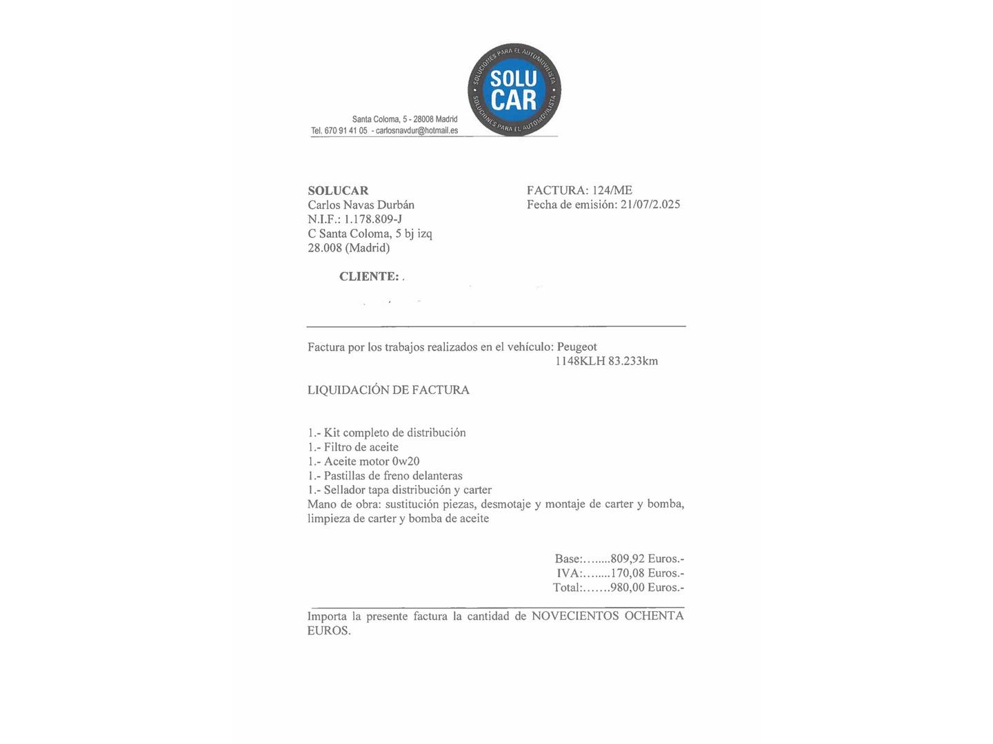 Foto del mantenimiento del Peugeot 208 Peugeot 208 PureTech 110 S&S Allure EAT6 (110 CV)