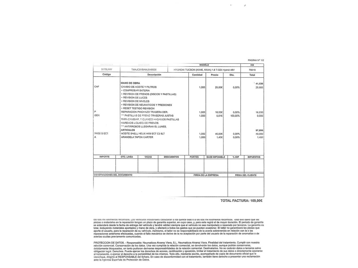 Foto del mantenimiento del Hyundai Tucson Hyundai Tucson 1.6 TGDI 48V Maxx Sky (150 CV)