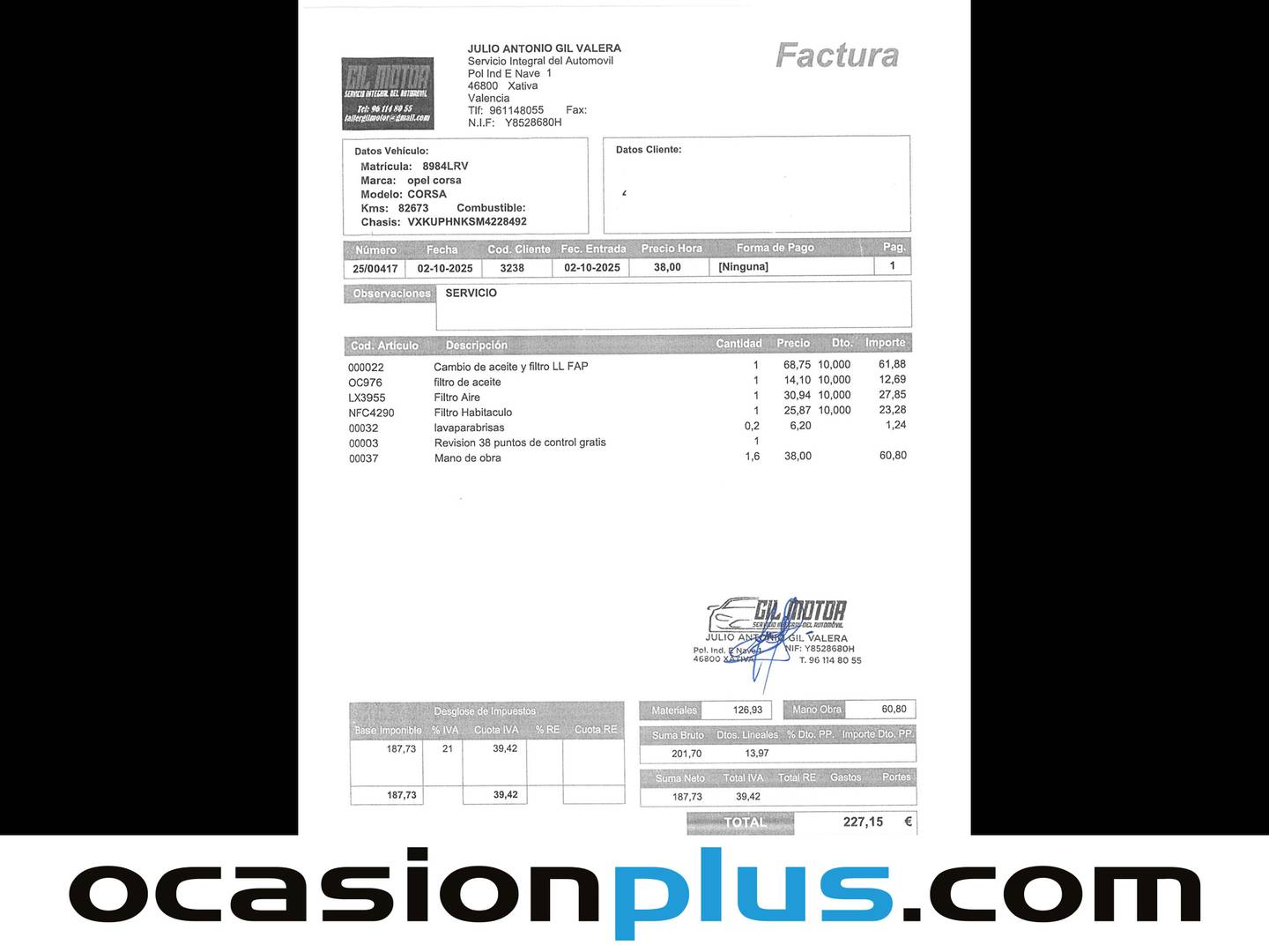 Foto del mantenimiento del Opel Corsa Opel Corsa 1.2 Turbo XHL Elegance Auto (100 CV)