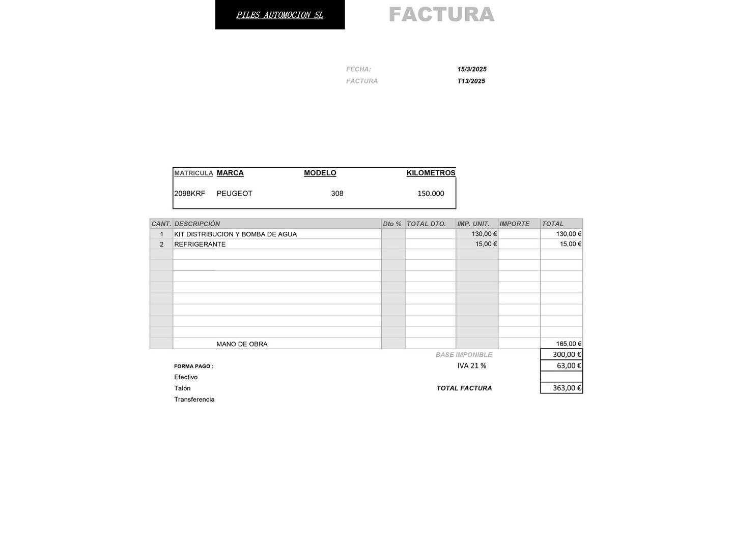 Foto del mantenimiento del Peugeot 308 Peugeot 308 BlueHDi 100 S&S Business Line (100 CV)