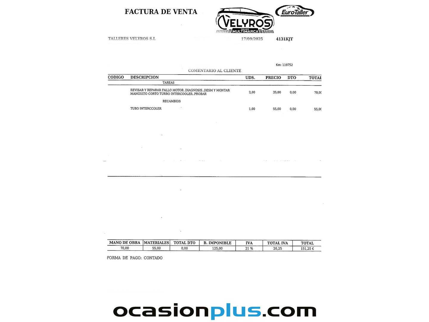 Foto del mantenimiento del Ford Transit Connect Ford Transit Connect Kombi 1.5 TDCI Trend 220 L1 (100 CV)