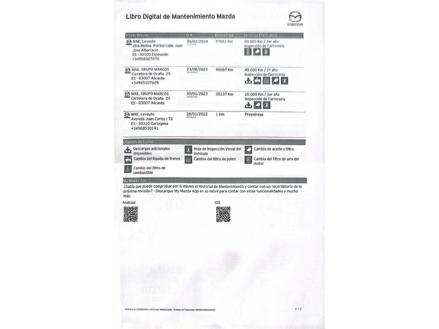 Foto del mantenimiento del Mazda CX-5 Mazda CX-5 2.2 DE Zenith AT (184 CV)
