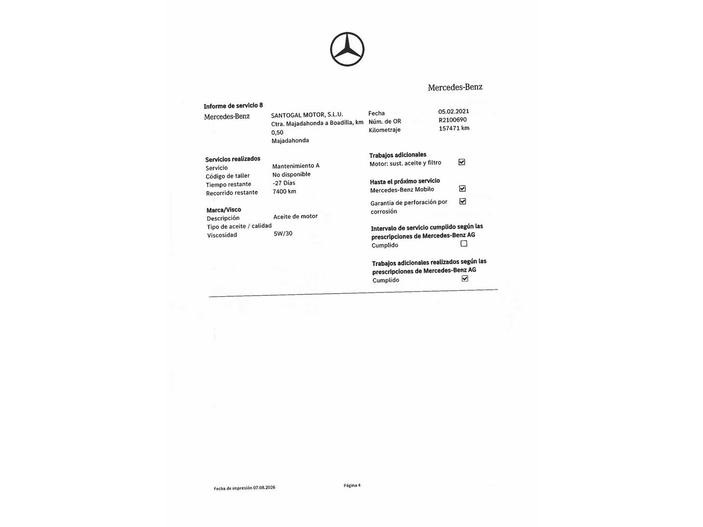 Foto del mantenimiento del Mercedes Clase CLC Mercedes Clase CLC 220 CDI (150 CV)