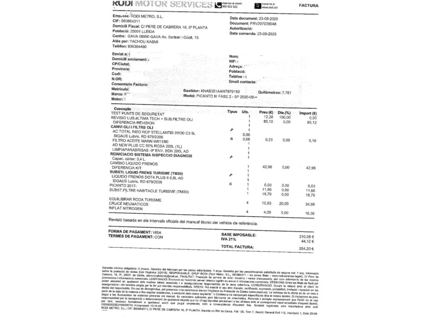Foto del mantenimiento del KIA Picanto KIA Picanto 1.2 DPi GT Line (84 CV)