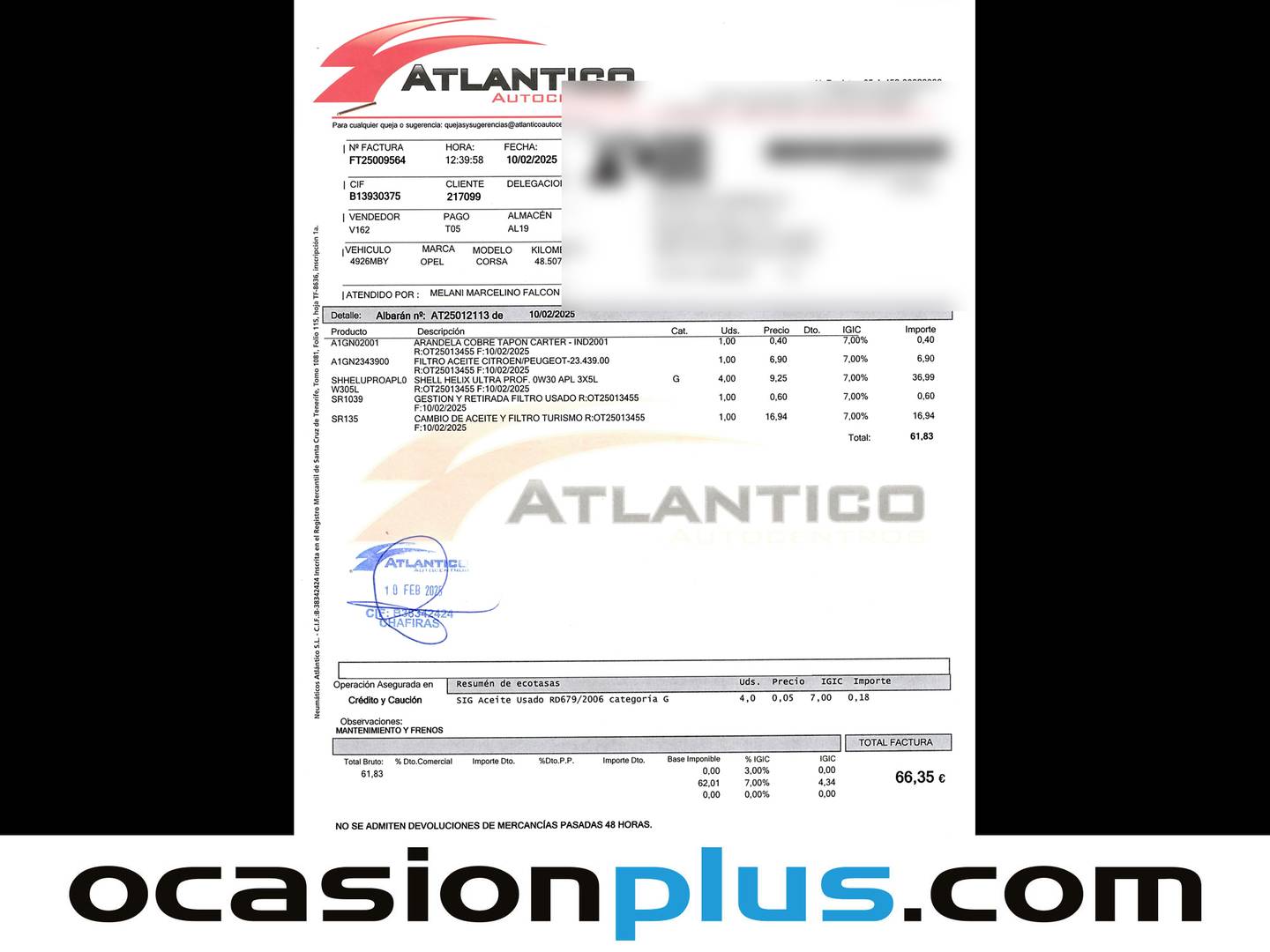Foto del mantenimiento del Opel Corsa Opel Corsa 1.2 XEL S&S Edition (75 CV)