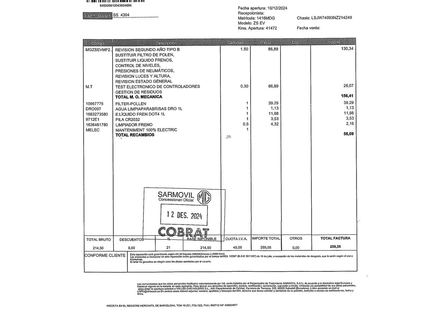 Foto MG ZS EV MG ZS 72KWH Luxury Long Range OBC (156 CV)
