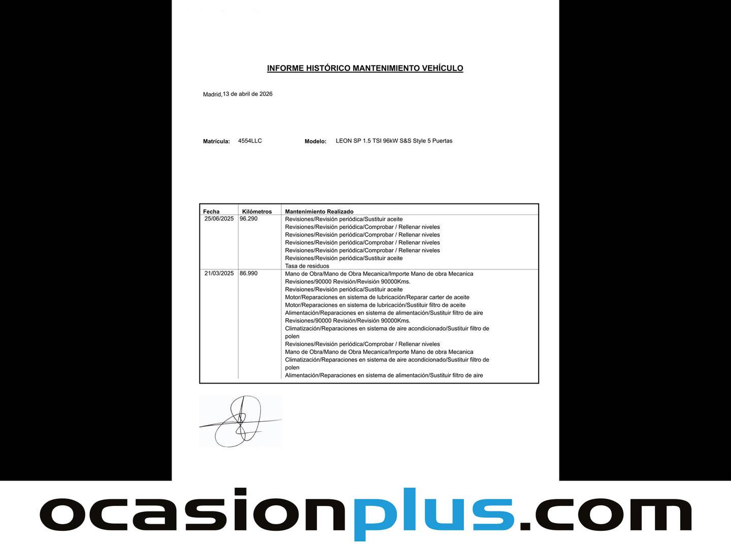 Foto del mantenimiento del Seat León Seat León ST ST 1.5 TGI GNC S&S Style (130 CV)