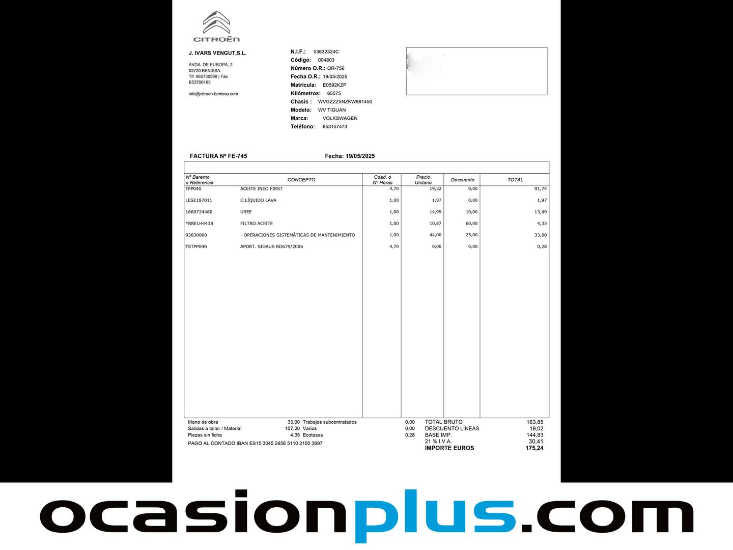 Foto del mantenimiento del Volkswagen Tiguan Volkswagen Tiguan Advance 2.0 TDI Pack R Line (150 CV)