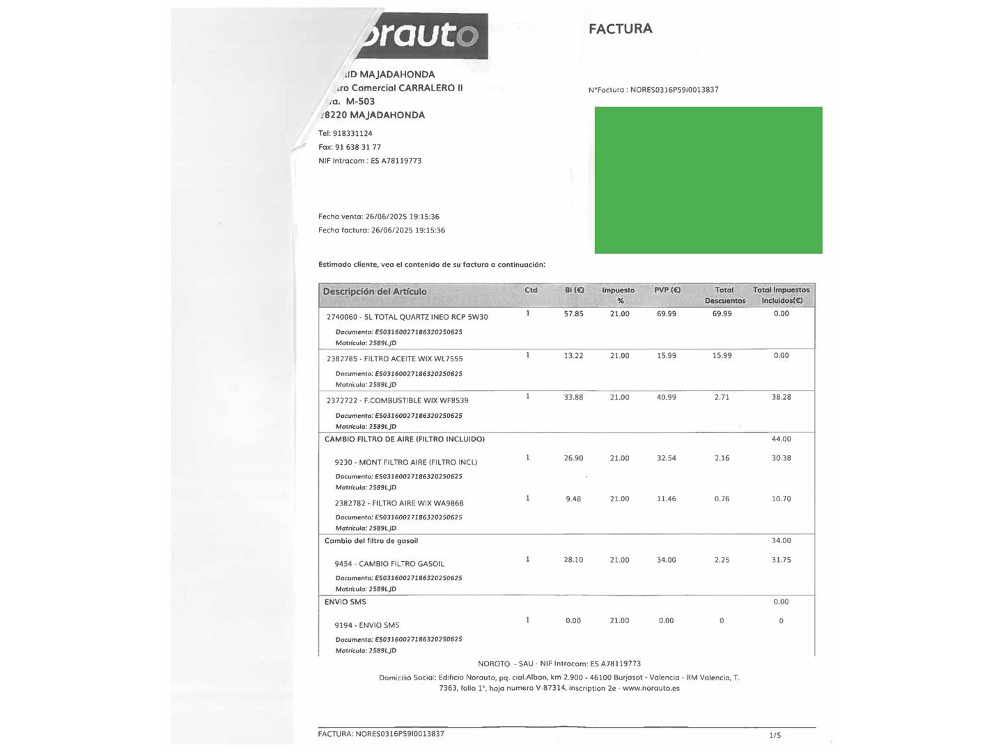 Foto del mantenimiento del Citroën Berlingo Citroën Berlingo BlueHDi 100 S&S Talla M Shine (102 CV)