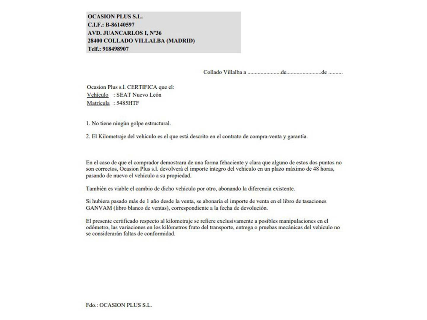Foto del certificado del Seat León Seat León ST 1.8 TSI S&S FR (180 CV)