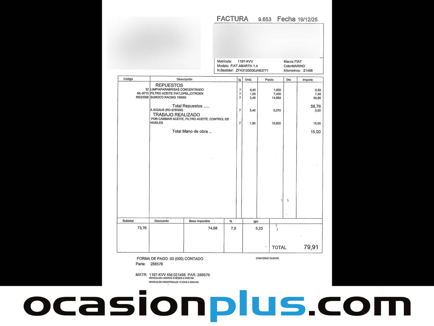 Foto del mantenimiento del Abarth 500C Abarth 500C Cabrio 1.4 16v T-Jet 595C (145 CV)