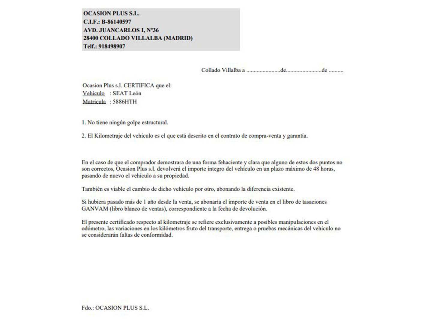 Foto del certificado del Seat León Seat León ST 2.0 TDI S&S FR DSG  (184 CV)