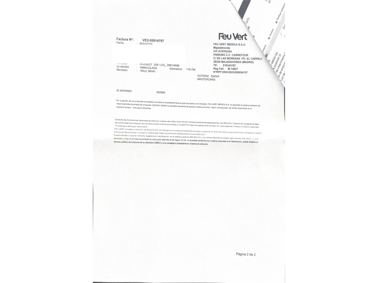 Foto del mantenimiento del Peugeot 208 Peugeot 208 1.6 e-HDI Active (92 CV)
