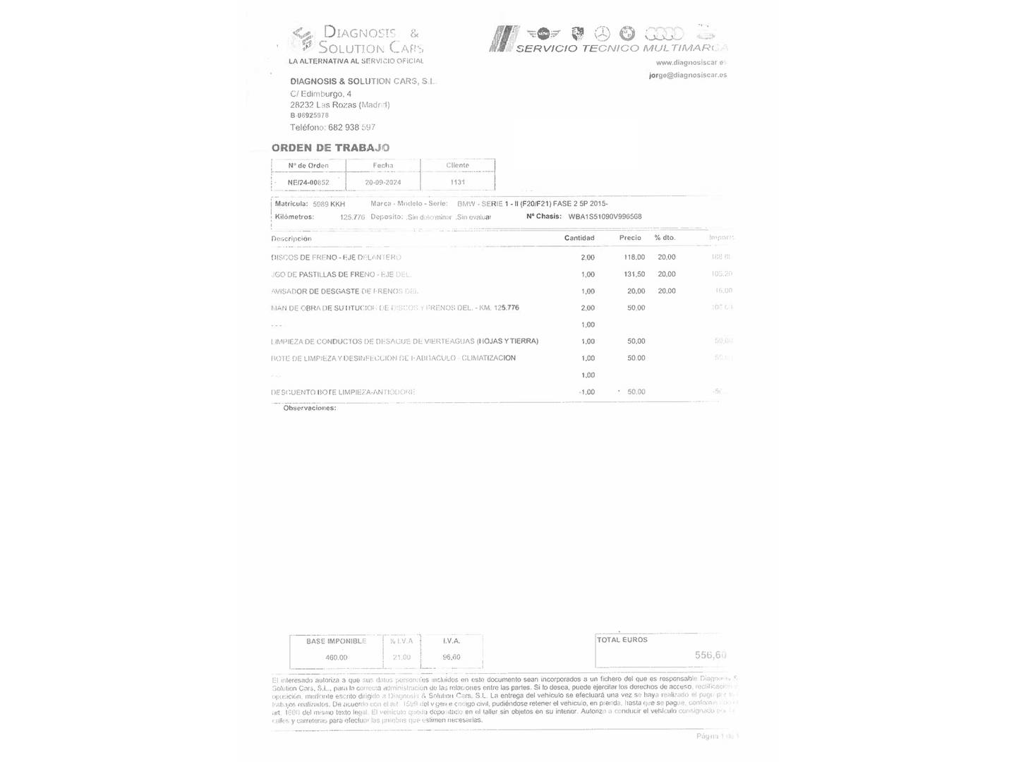 Foto del mantenimiento del BMW Serie 1 BMW Serie 1 118d (150 CV)