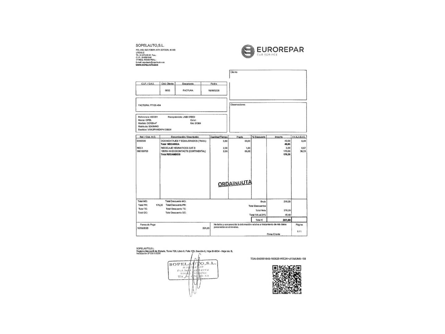 Foto del mantenimiento del Opel Corsa Opel Corsa 1.2 T XHL GS  (100 CV)