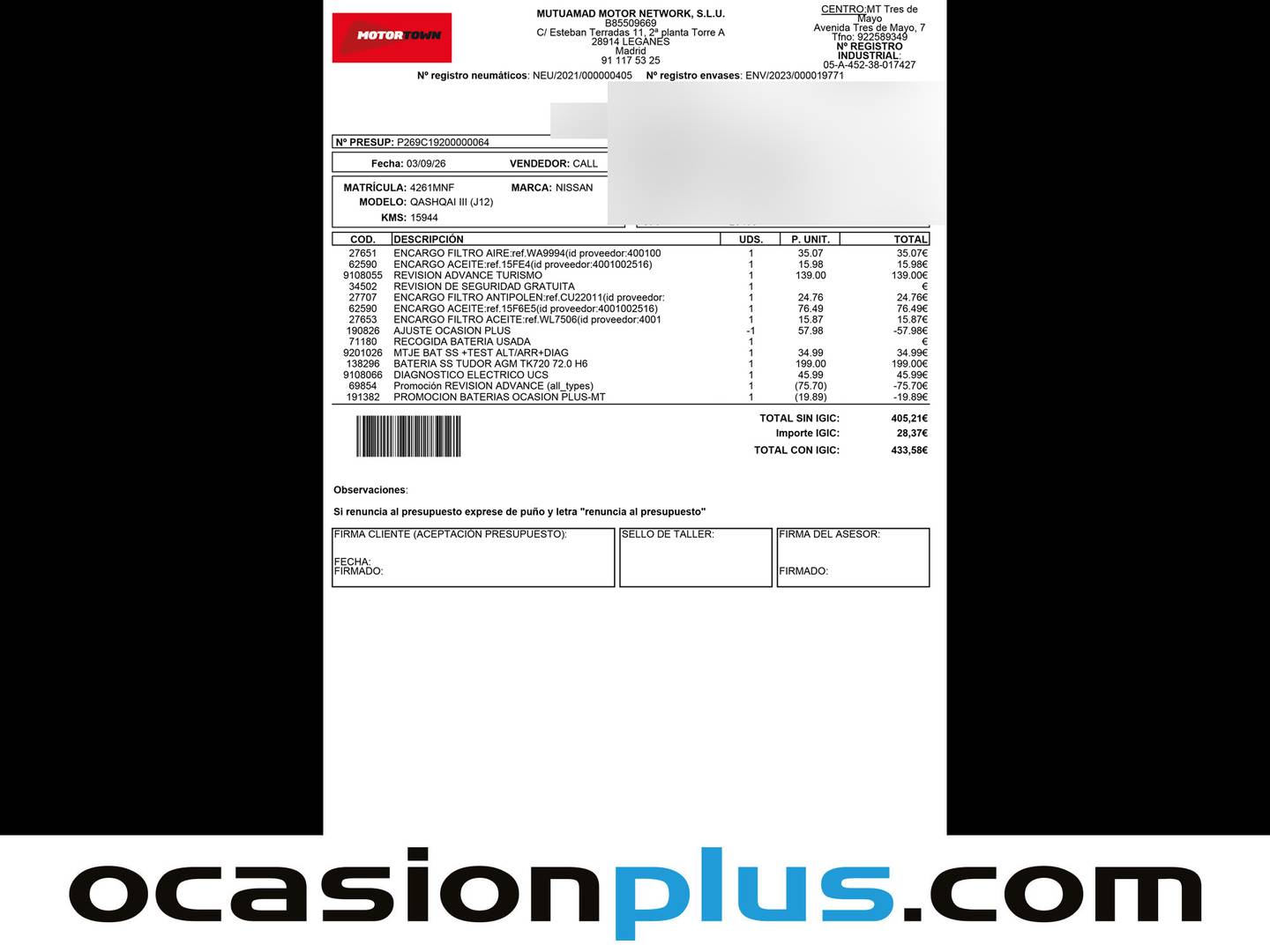 Foto del mantenimiento del Nissan QASHQAI Nissan Qashqai DIG-T 158 mHEV Acenta Xtronic (158 CV)