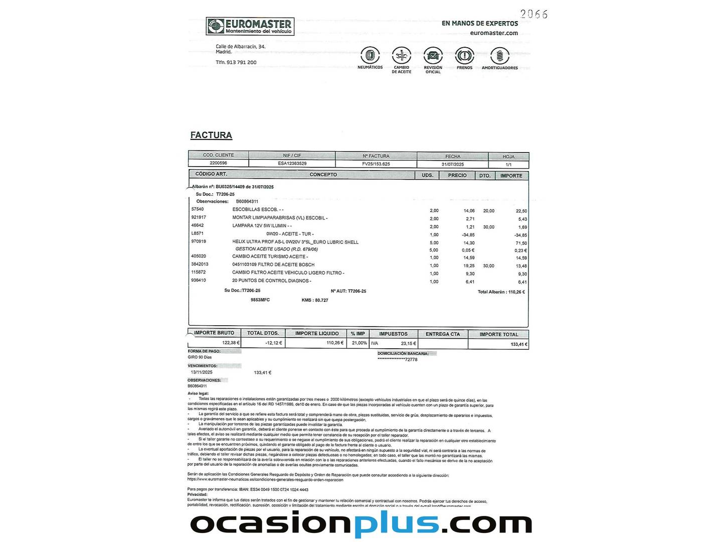 Foto del mantenimiento del Volkswagen Caddy Volkswagen Caddy Kombi 2.0 TDI (102 CV)