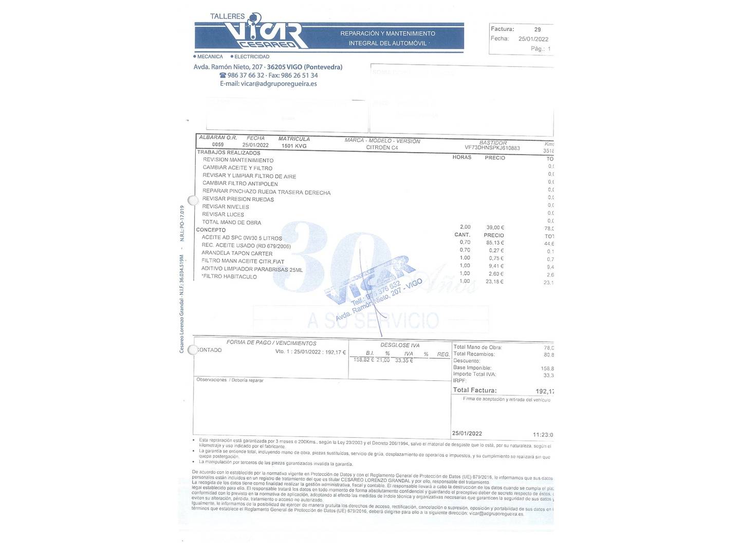 Foto del mantenimiento del Citroën C4 Spacetourer Citroën C4 Spacetourer PureTech 130 S&S Feel (130 CV)