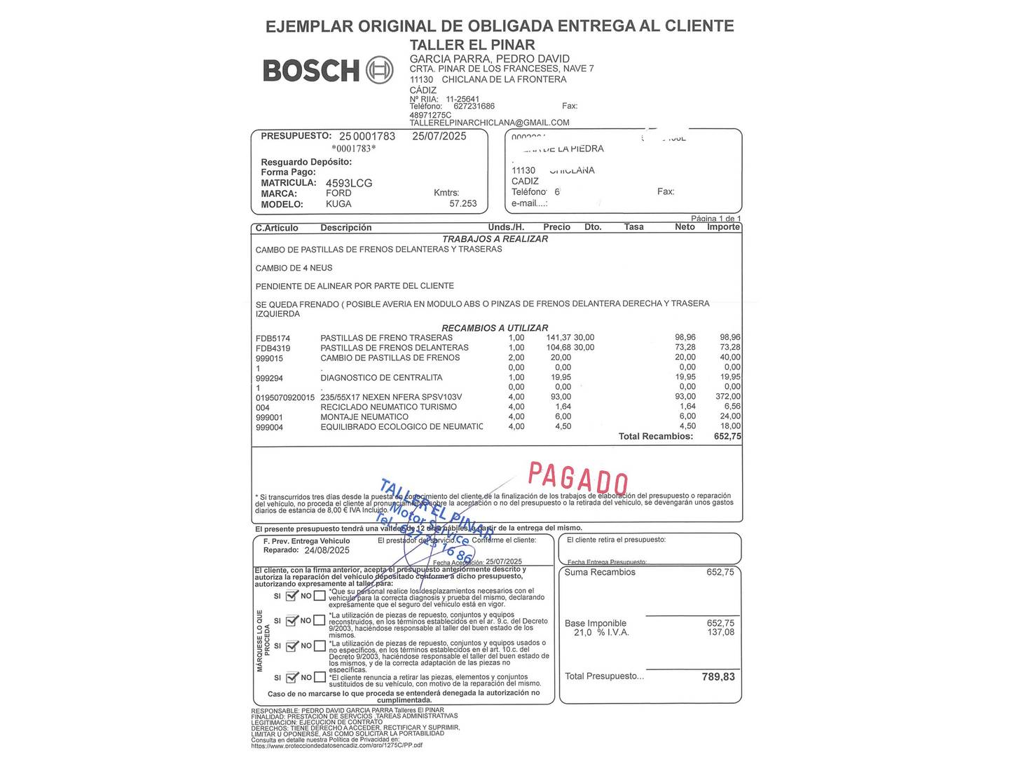Foto del mantenimiento del Ford Kuga Ford Kuga 1.5 EcoBoost S&S Trend+ 4x2 (120 CV)