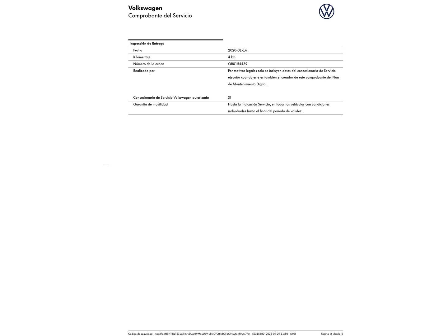 Foto del mantenimiento del Volkswagen T-Roc Volkswagen T-Roc Sport 1.5 TSI (150 CV) DSG