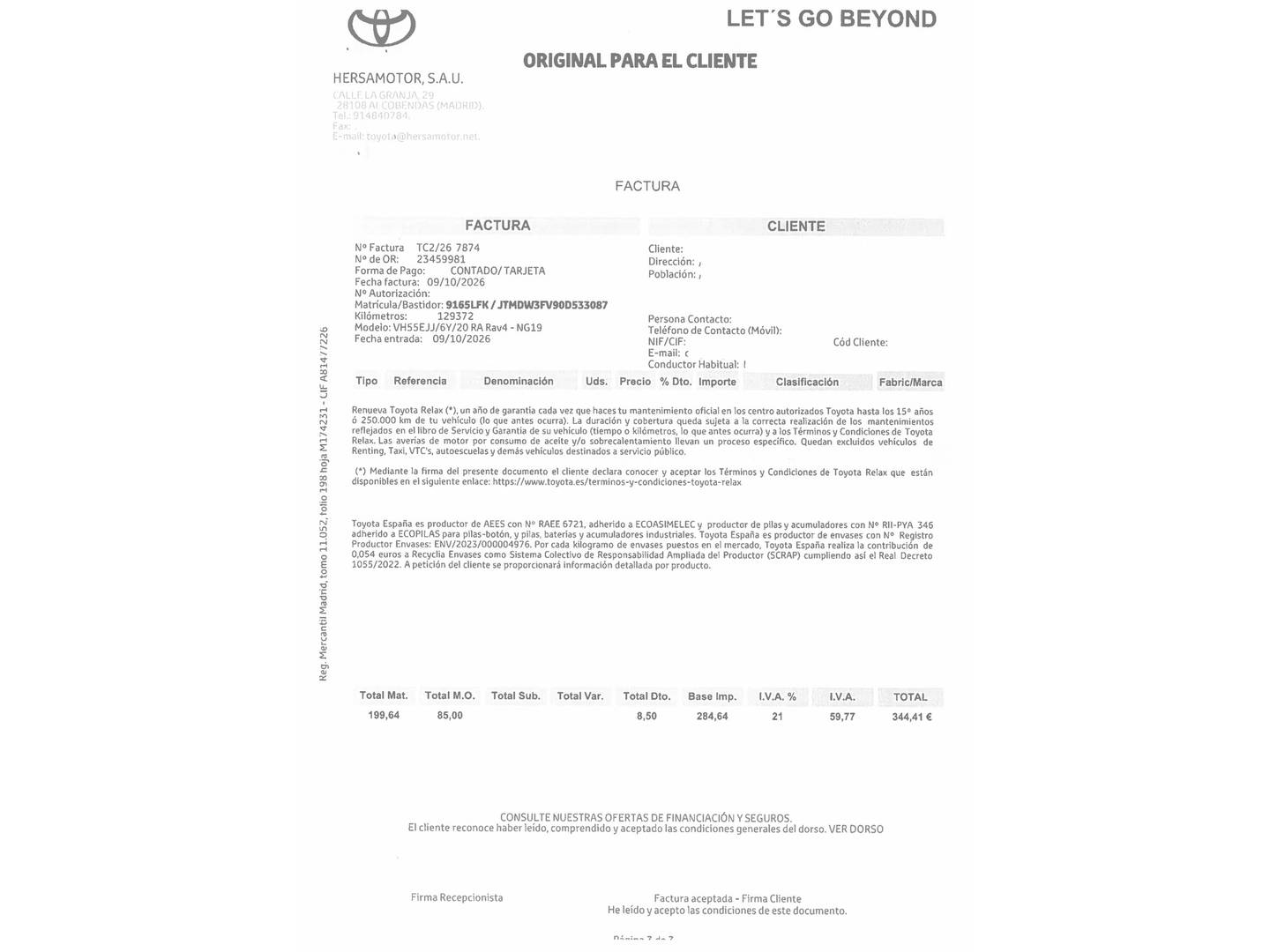 Foto del mantenimiento del Toyota Rav4 Toyota Rav4 2.5l hybrid Luxury 4WD (222 CV)