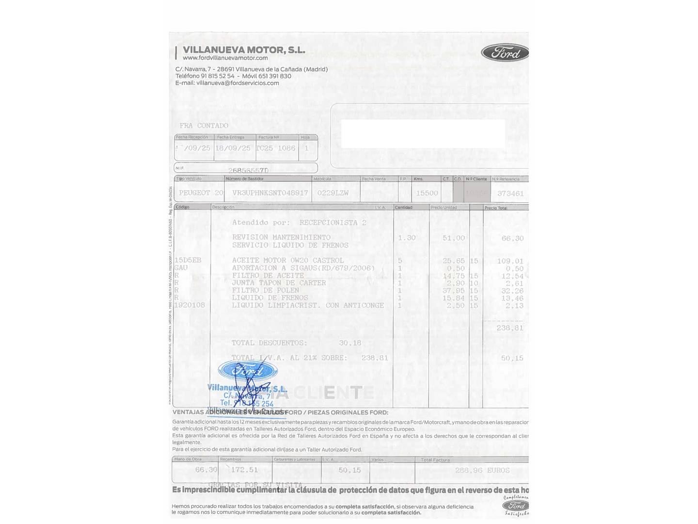Foto del mantenimiento del Peugeot 208 Peugeot 208 PureTech 100 GT EAT8 (100 CV)
