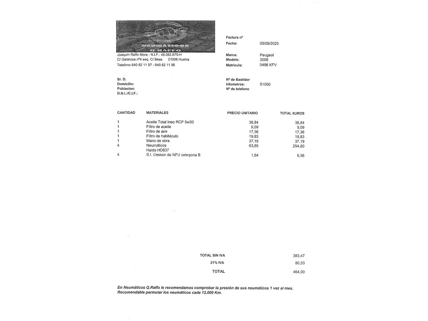 Foto del mantenimiento del Peugeot 3008 Peugeot 3008 PureTech 130 S&S Allure 96 kW (130 CV)