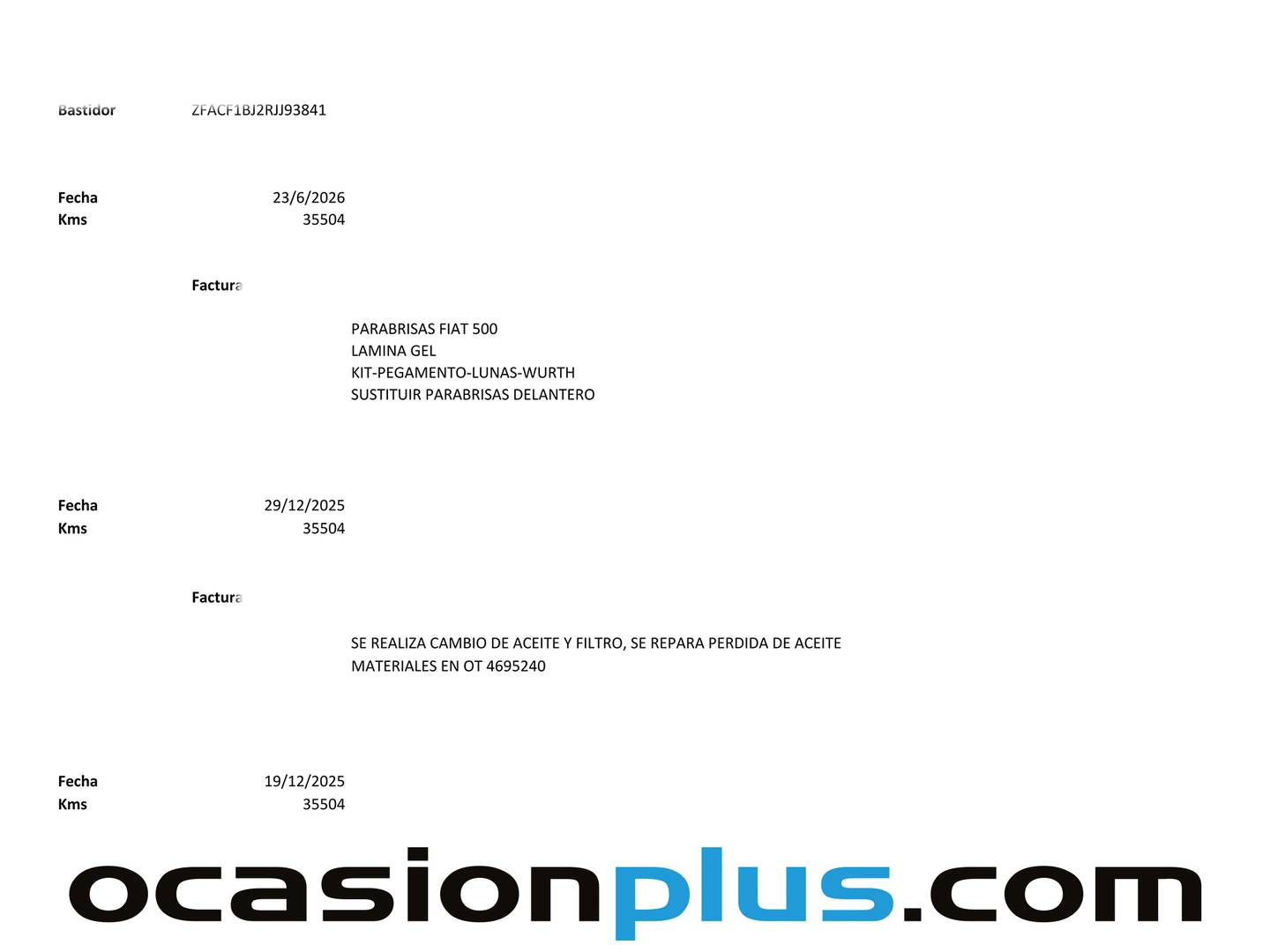 Foto del mantenimiento del Fiat 500 Fiat 500 1.0 Hybrid Dolcevita (70 CV)