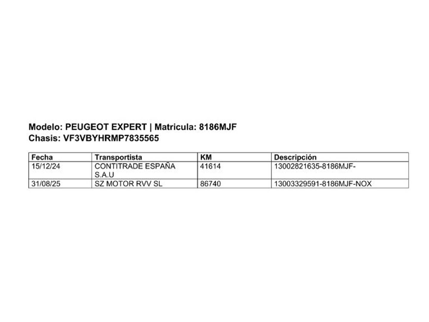 Foto del mantenimiento del Peugeot Expert Peugeot Expert BlueHDi 100 Standard  (102 CV)
