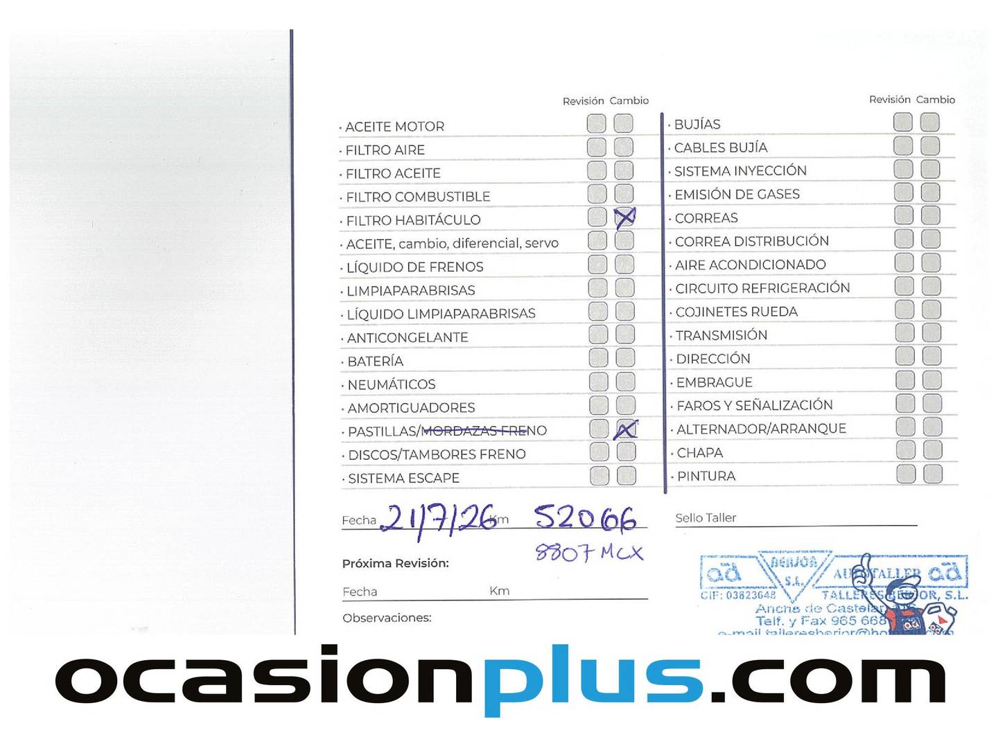 Foto del mantenimiento del MG ZS MG ZS 1.5 Luxury (106 CV)